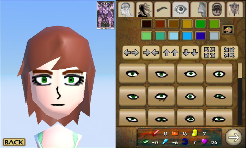 Sinner Maker screenshot showing a tarot-style or system selection interface.